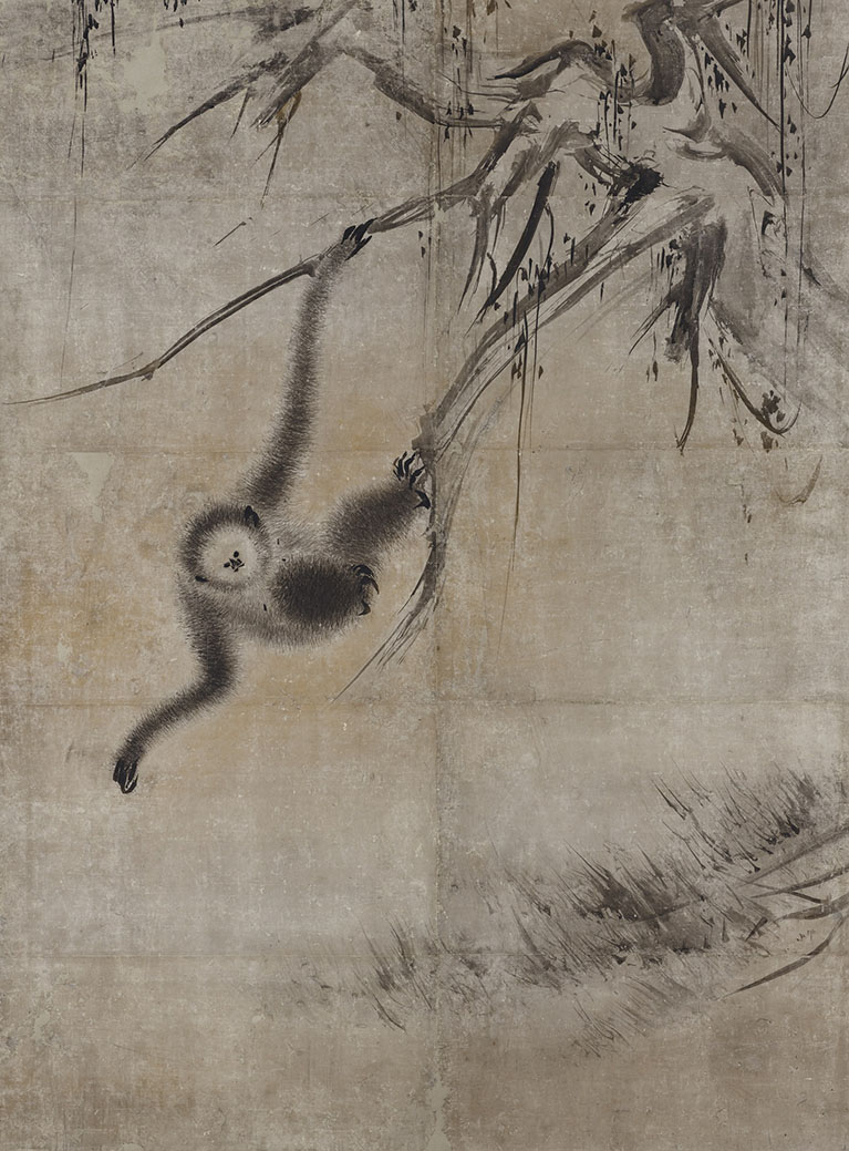 枯木猿猴図 ⾧谷川等伯筆