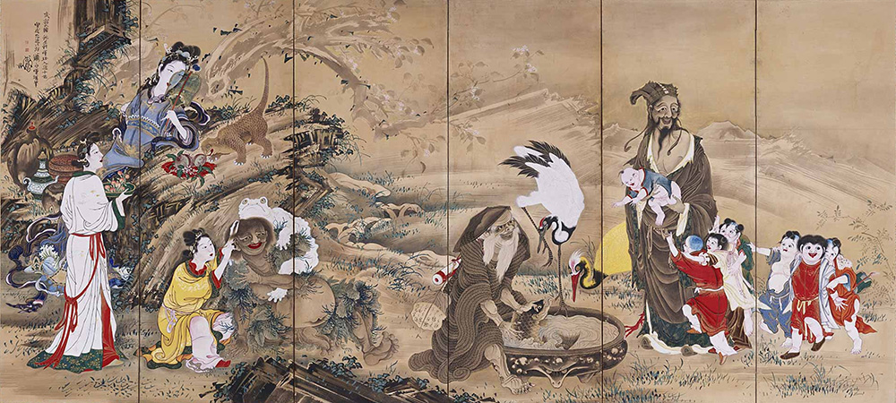 群仙図屏風 曾我蕭白筆